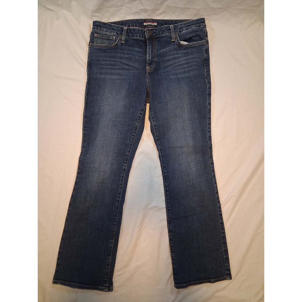 Tommy Hilfiger Womens Bootcut Jeans Size 12S Medium Wash Stretch Denim